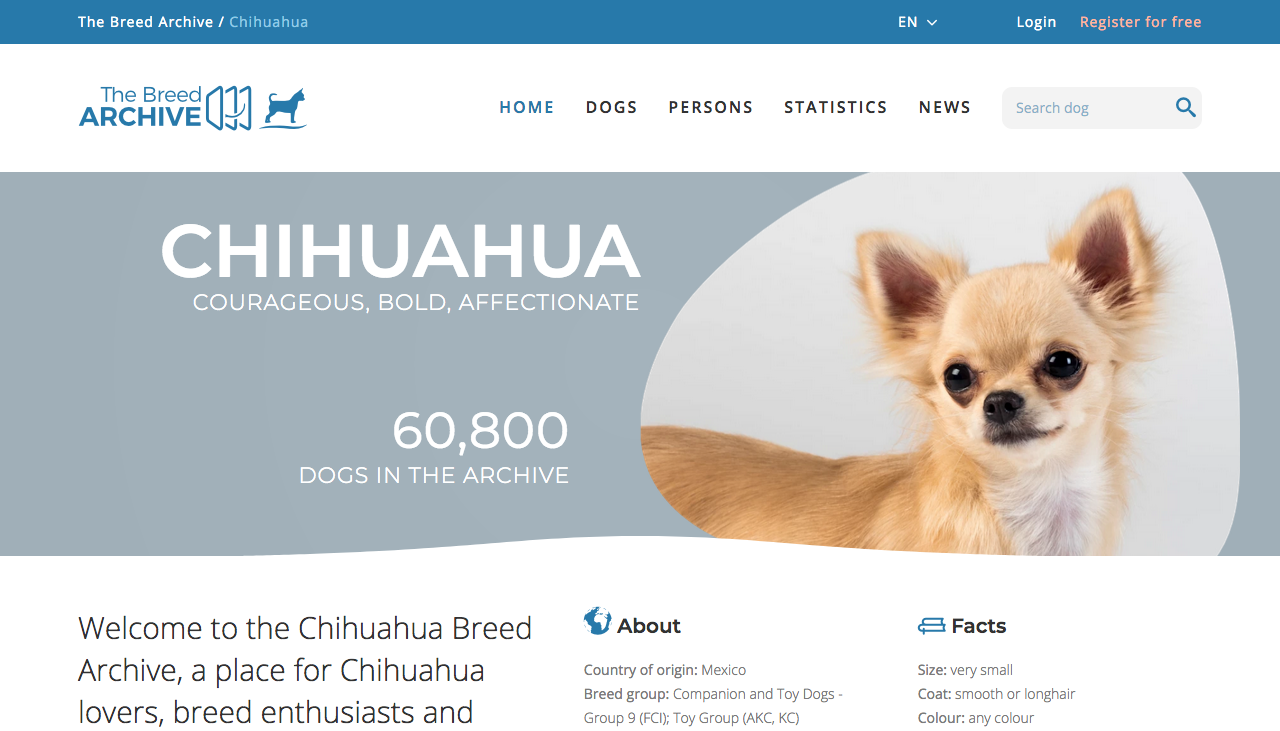 New look of The Breed Archive landing page