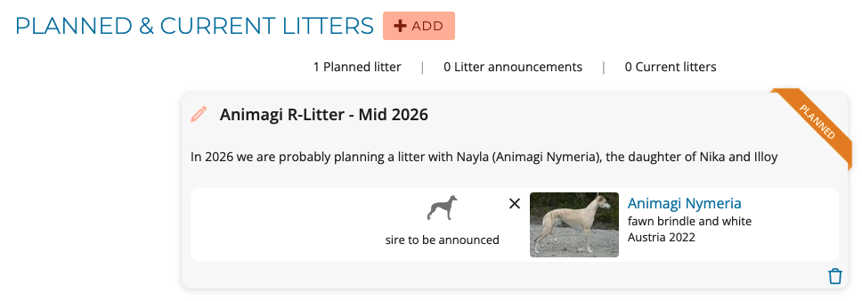 Example of a Planned litter