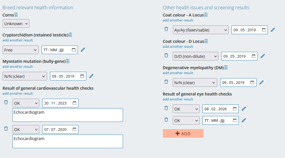new healthinfo edit screen